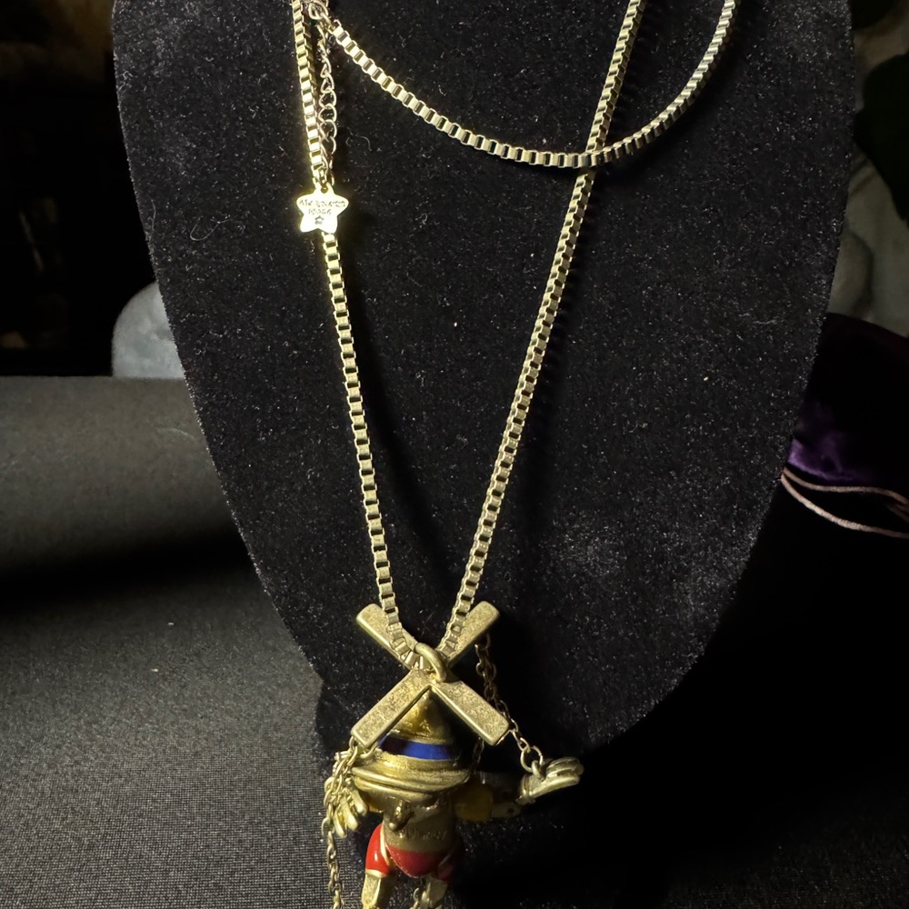 Gold and Red Pinocchio Pendant Necklace when you wish upon a star. Disney - Picture 3 of 5